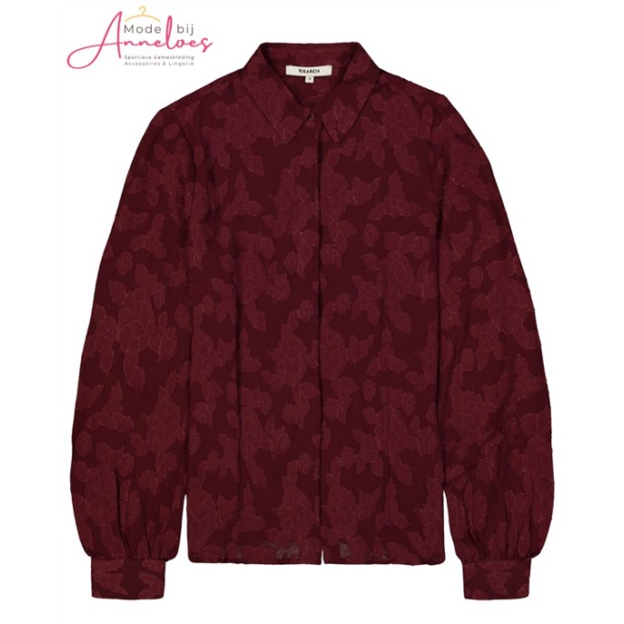 Garcia Blouse V260231-4081 Rosewood Bloemmotief Garcia Blouse V260231-4081 Rosewood Bloemmotief
